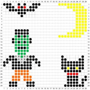 Zombie Hama Beads, Murciélago, gato y luna