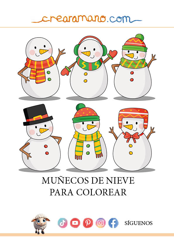 Dibujos de Muñecos de Nieve Imprimir y Colorear